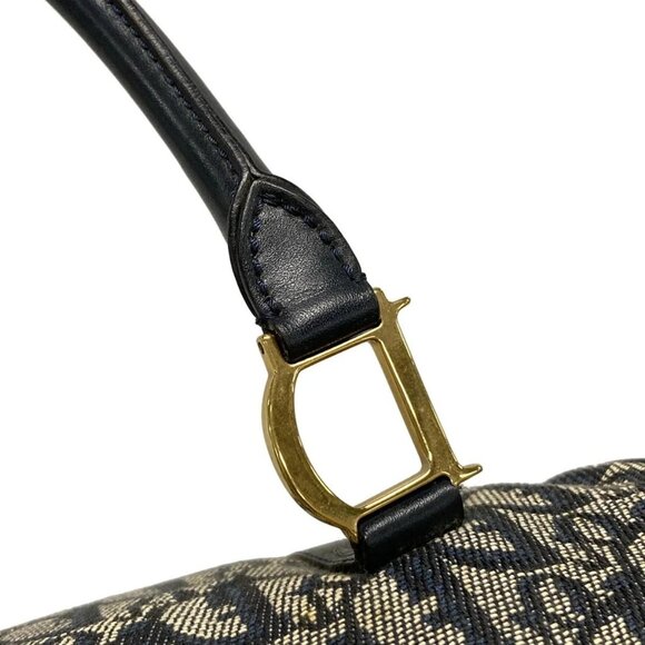 Auth DIOR/ChristianDior Trotteur Navy Cream PVC Patent Leather Handbag - Picture 11 of 16